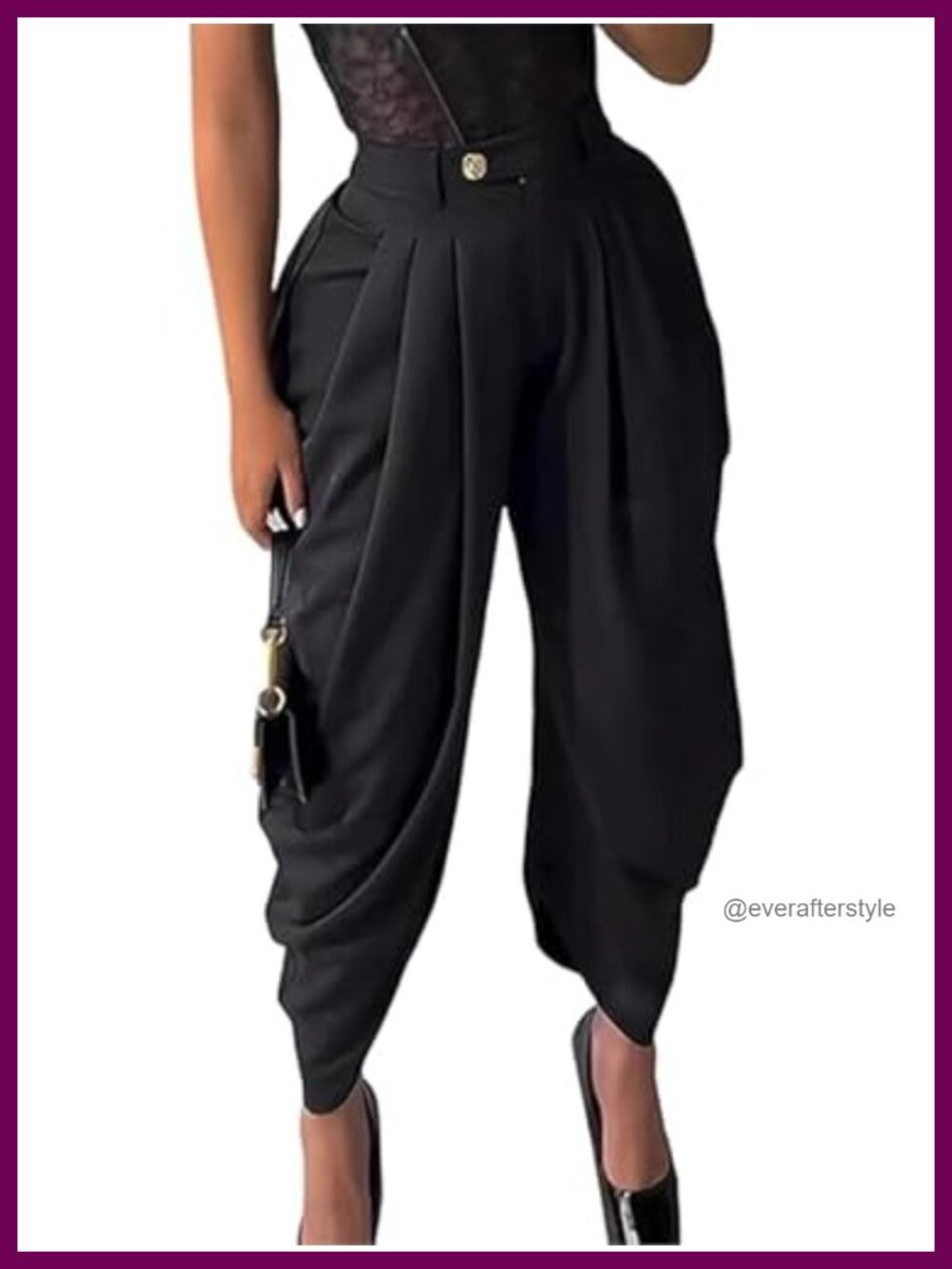 High Waisted Pleated Barrel Leg Dress Pants Tulip Hem Business Casual